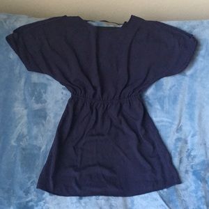 Dark blue mini dress with open back